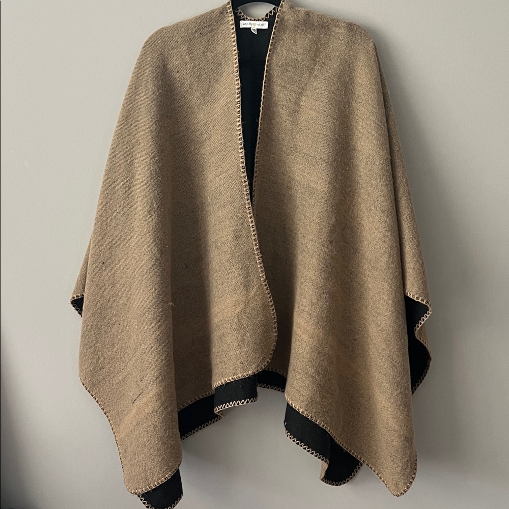 Tan and black shawl